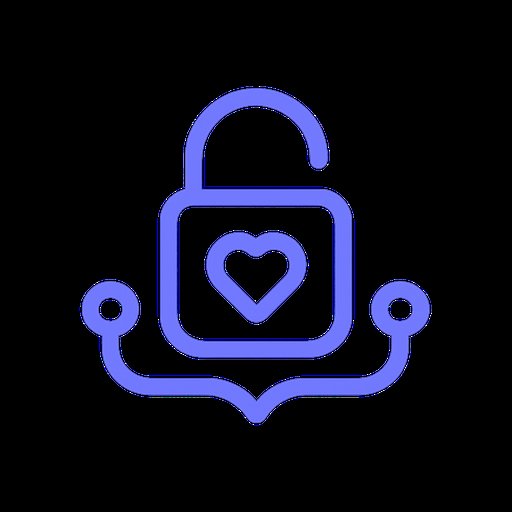 Open padlock with heart icon