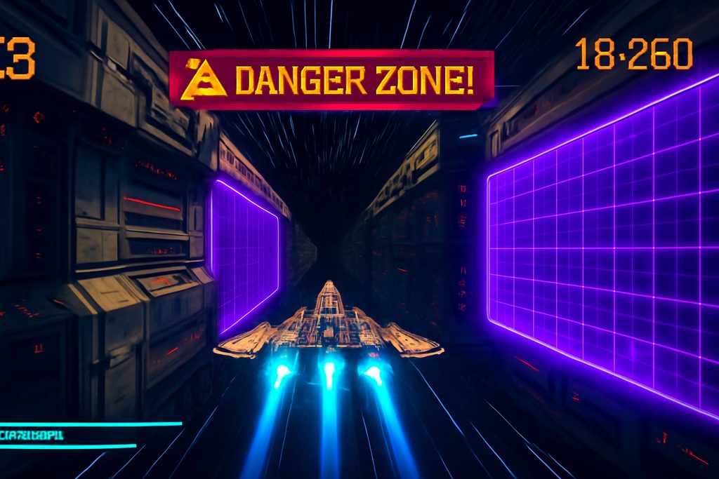 Starfield Run showing narrow danger zone corridor
